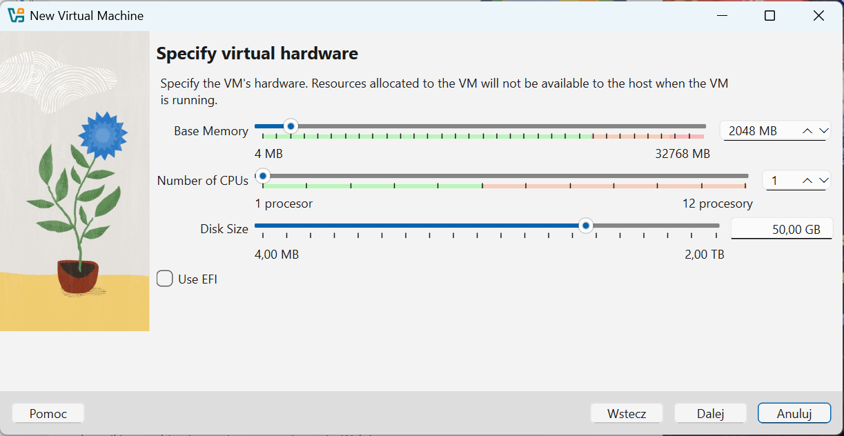Ustawienia maszyny wirtualnej