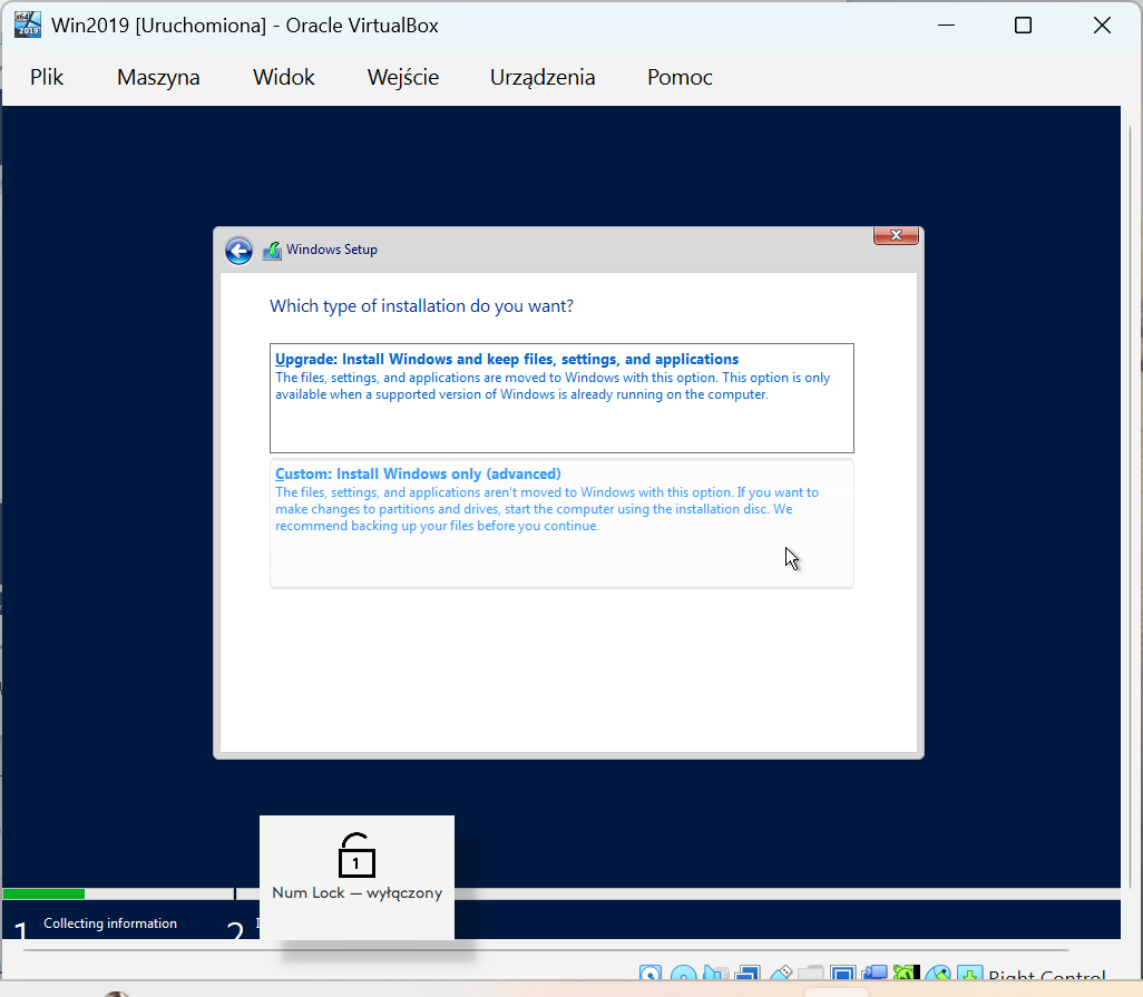 Ekran 5 – Custom: Install Windows only