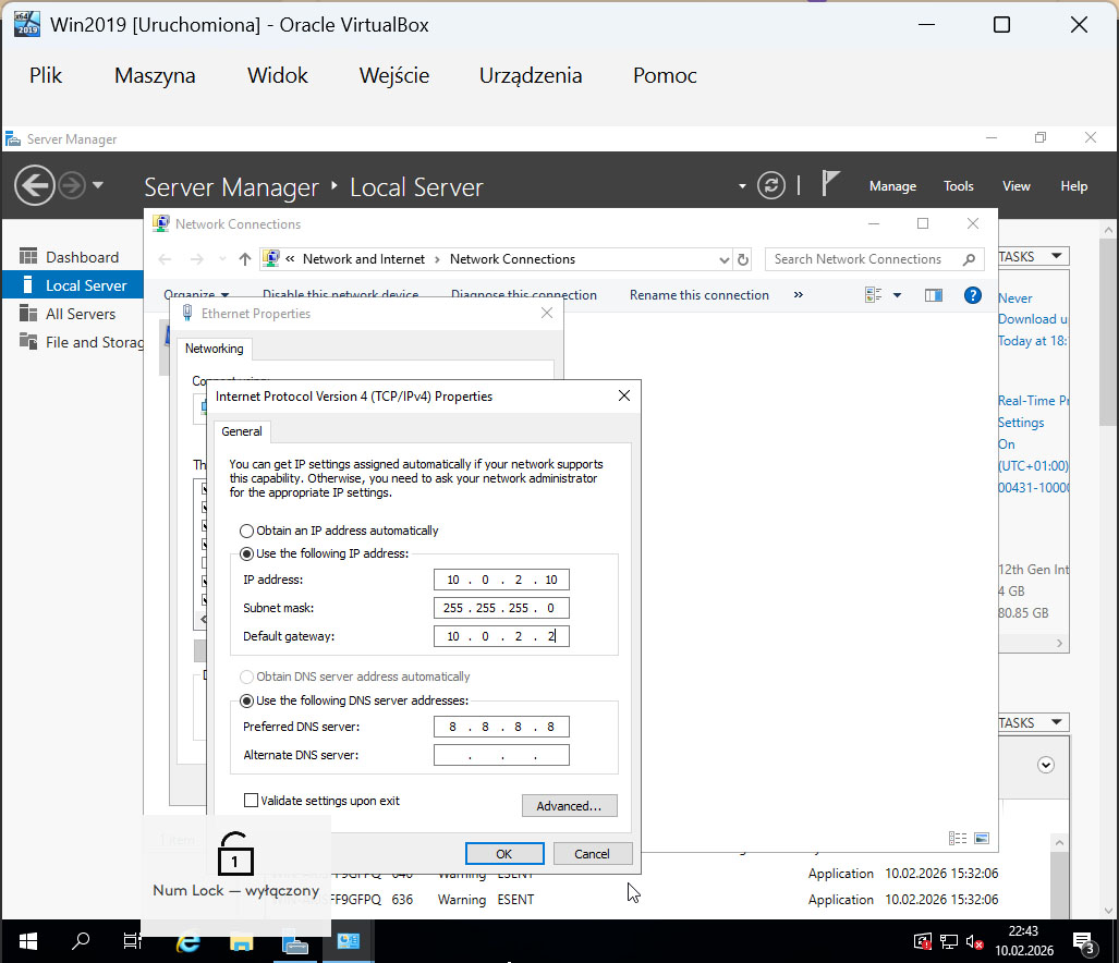 Konfiguracja adresu IP