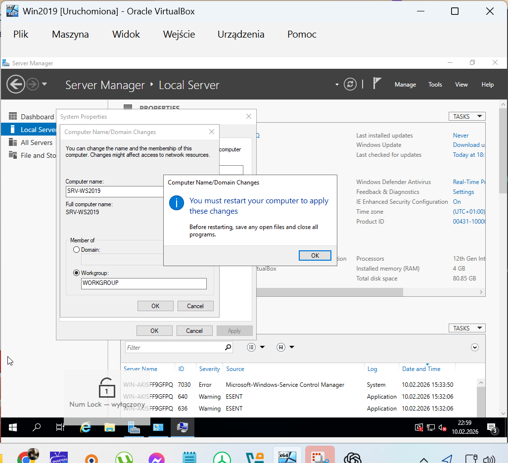 Zmiana nazwy serwera
